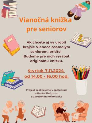 Pozvánka na tvorivú aktivitu "Vianočná knižka pre seniorov od detí z Centier pre deti  a rodiny"